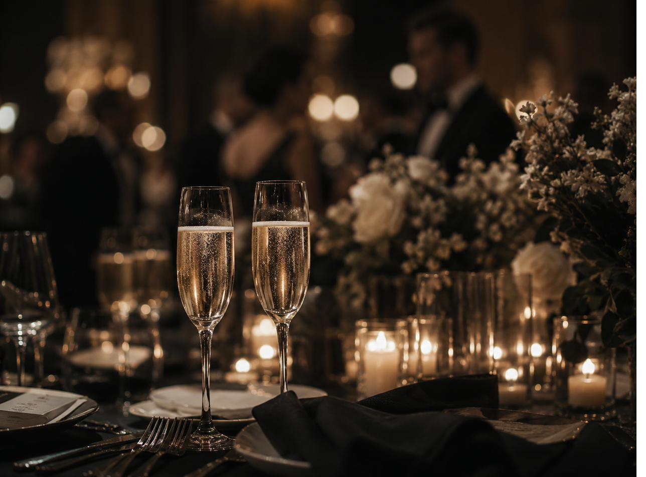 Candlelit black tie dinner