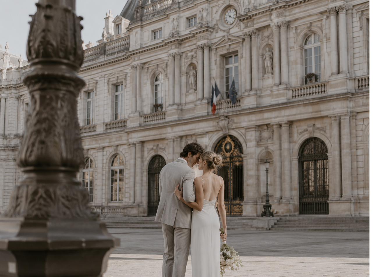 Couple at a grand civic building