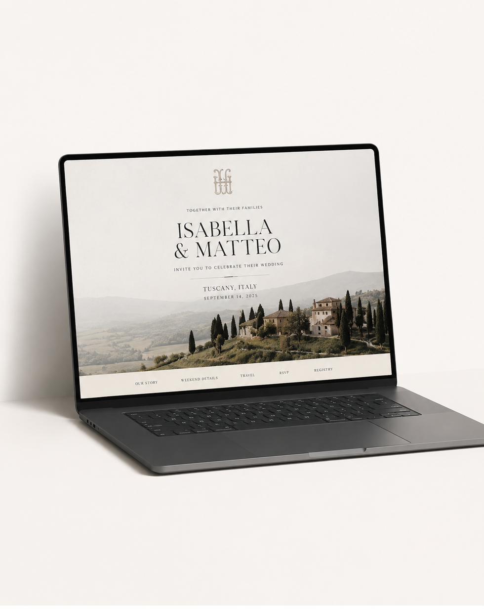 Signature invitation suite shown on a laptop