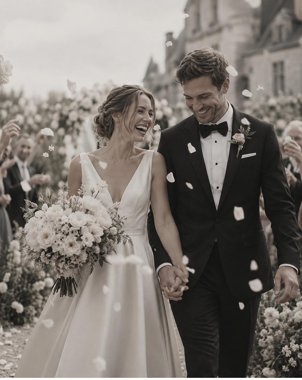 Couple celebrating with confetti